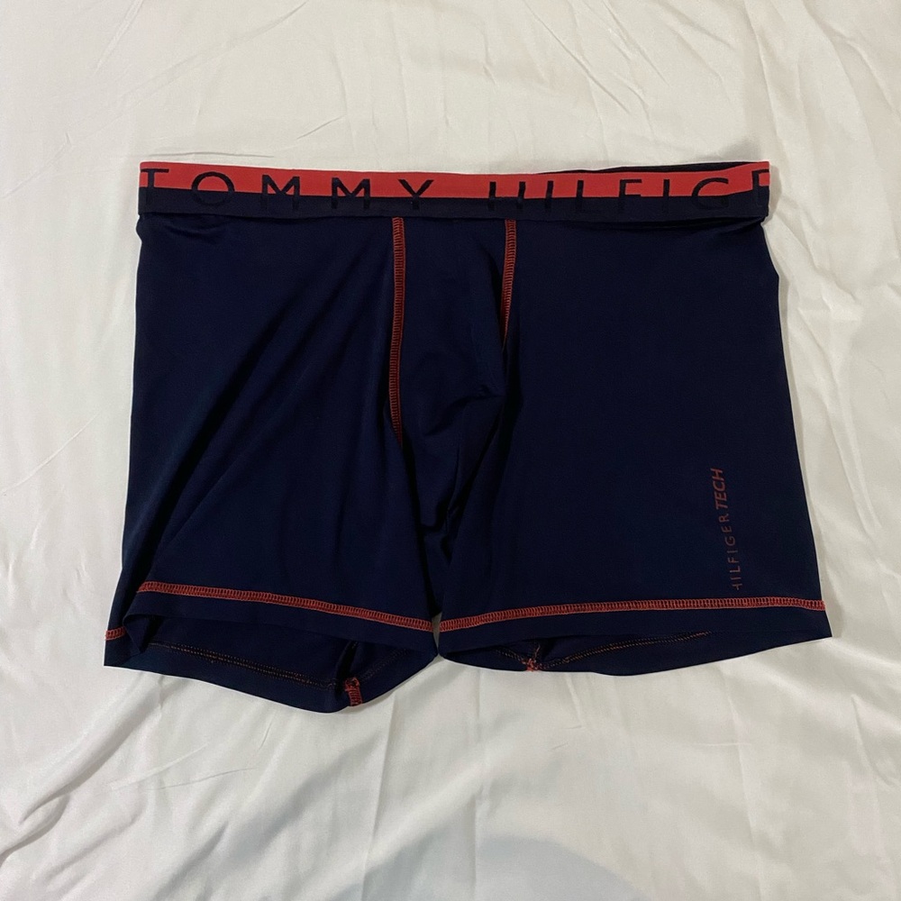 Tommy Hilfiger Men's Dark Blue Boxer Briefs with Red Accents